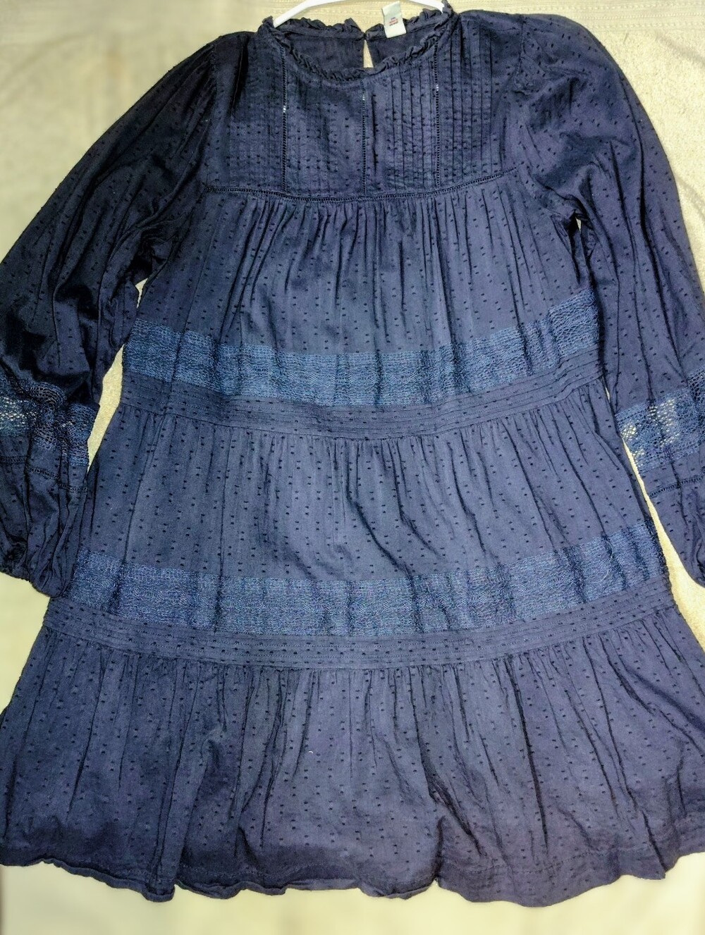 Old Navy Navy Blue Long-Sleeve Tiered Dress